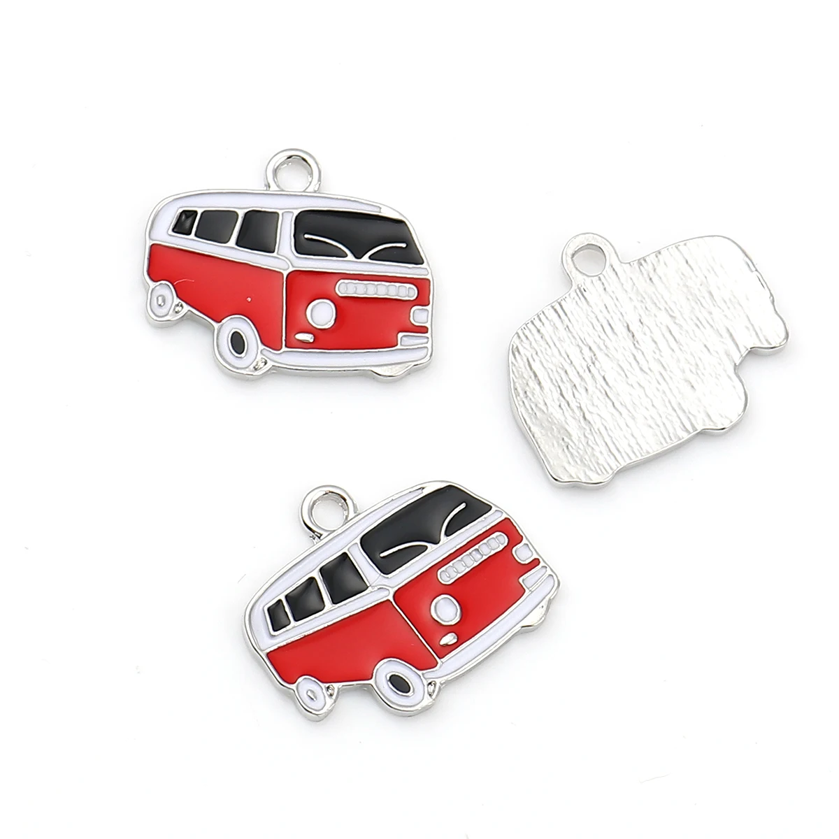 DoreenBeads 10 серебряных цветов Эмаль шаттл автобус Шарм кулон 20x18 мм (B07143) yiwu|jewelry roll