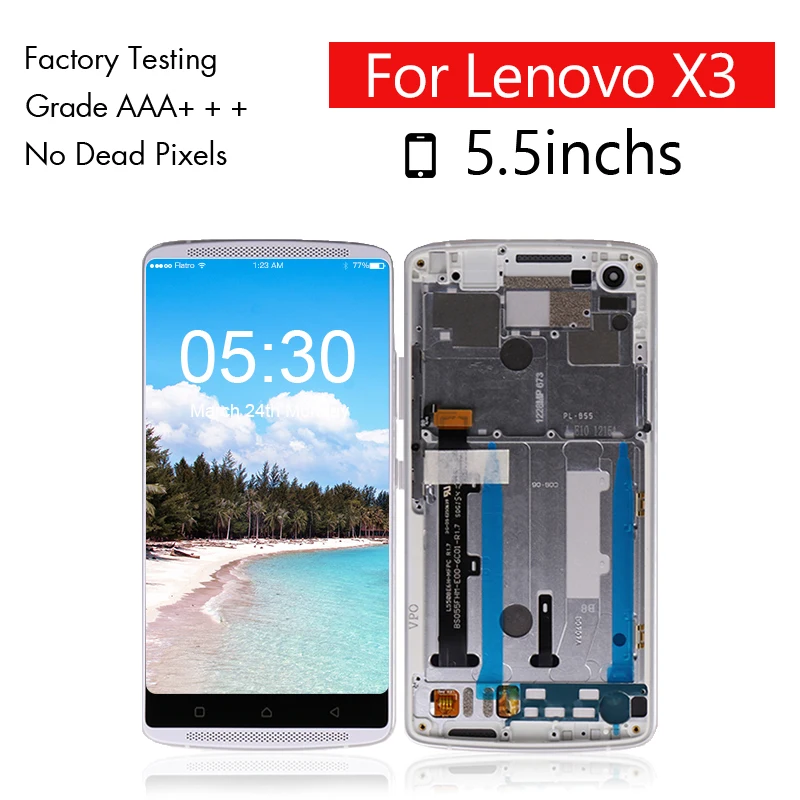 Для Lenovo Vibe X3 LCD Lemon X3c50 X3c70 дисплей сенсорный экран дигитайзер + рамка в сборе Pantalla