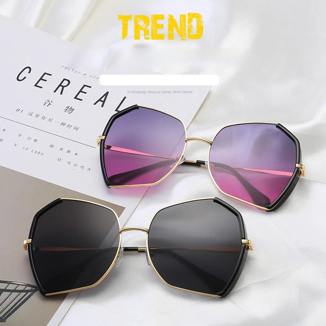 Luxury Polygonal Large Frame Sunglasses Women/Men Designer Travel Sun Glasses For Women Classic Retro Outdoor Eyewear | Аксессуары для