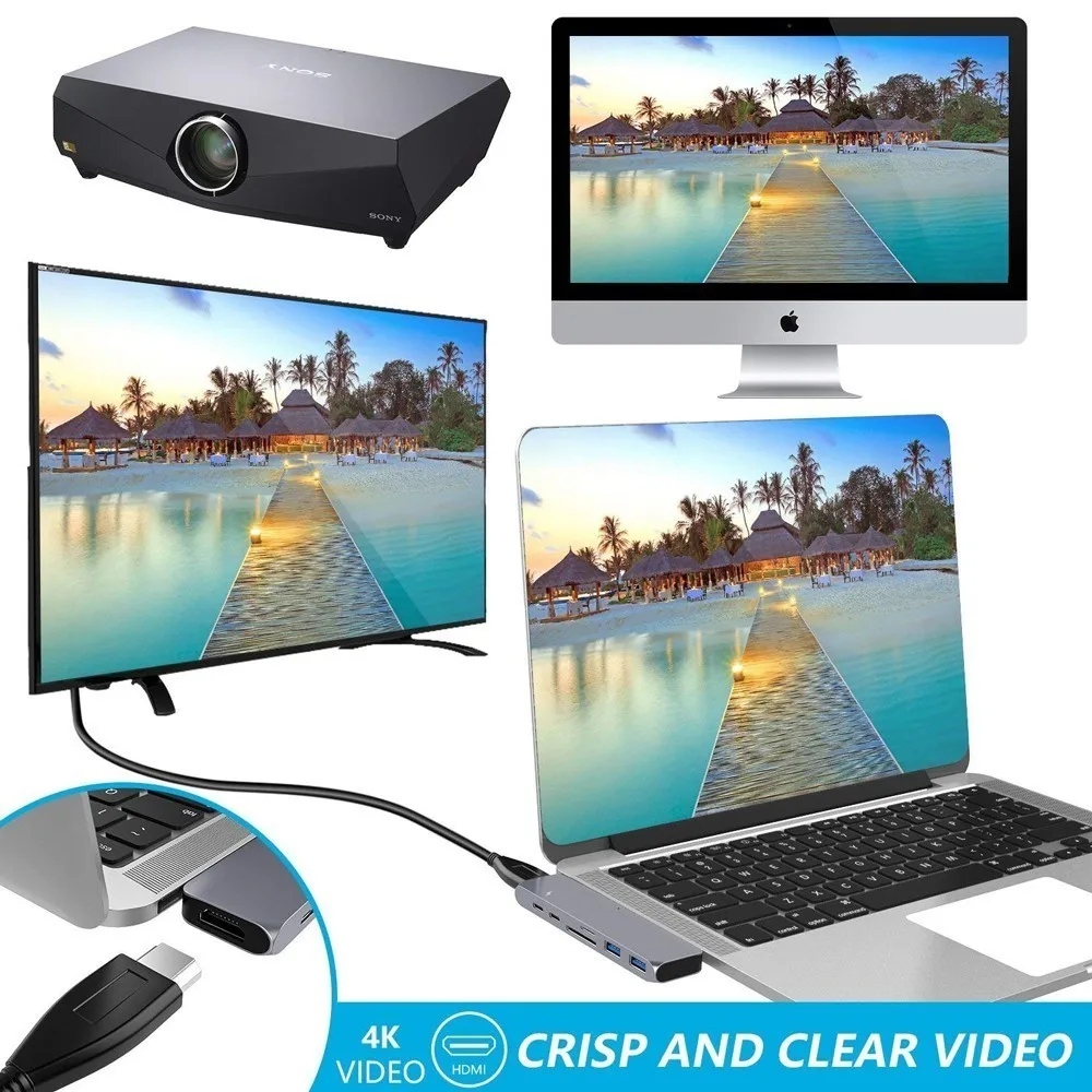 Usb type C концентратор адаптер Thunderbolt 3 док станция с USB 4 K HDMI 2 0 SD и устройство для