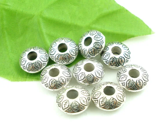60 шт серебряный цвет плоские бусины подходят для европейского шарма 14x6 мм