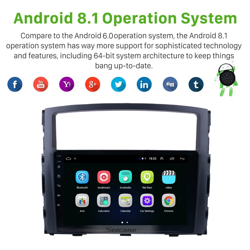 Seicane Android 9 1 3G WIFI Bluetooth автомобильное стерео радио для 2006 2007 2008 2009 2013 Mitsubishi PAJERO V97/V93 3D