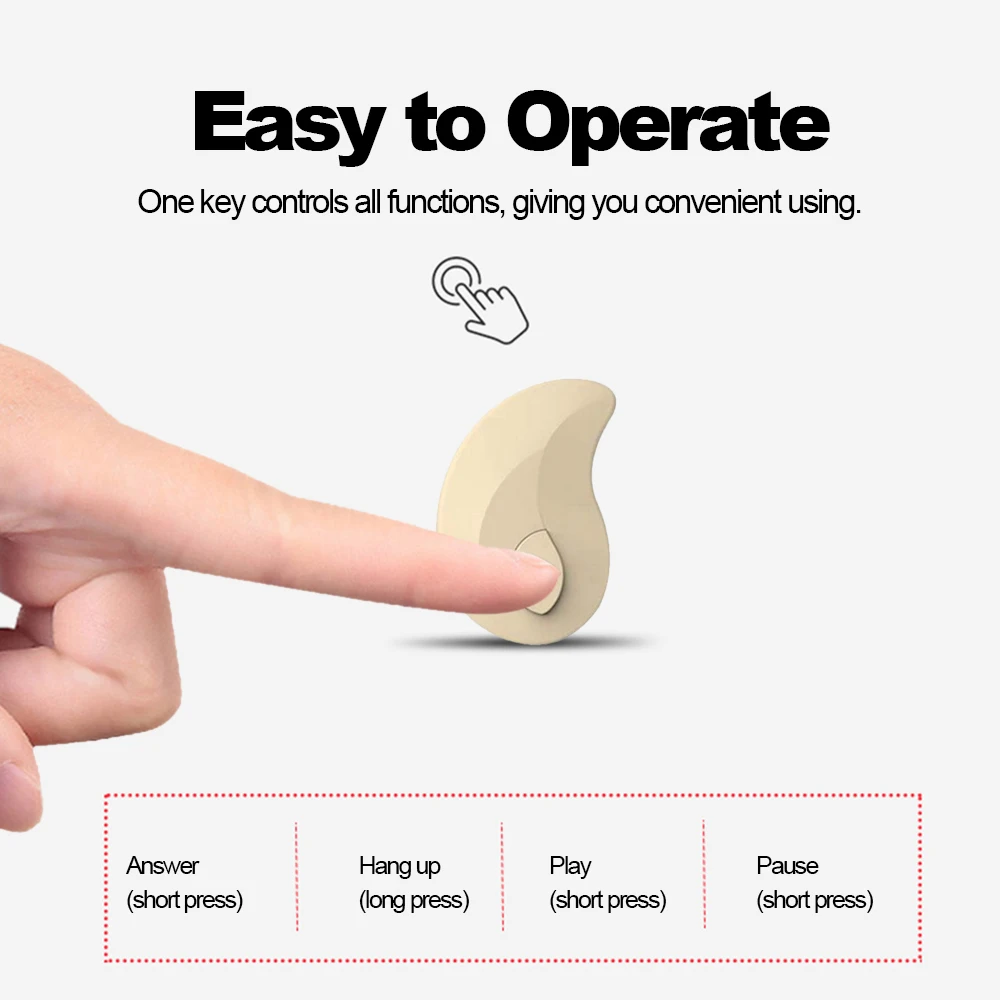 S550 Беспроводные наушники Bluetooth Невидимые наушники Гарнитура Стерео музыкальные наушники Смартфон Экраны w / Mic для iPhone Android телефонов.