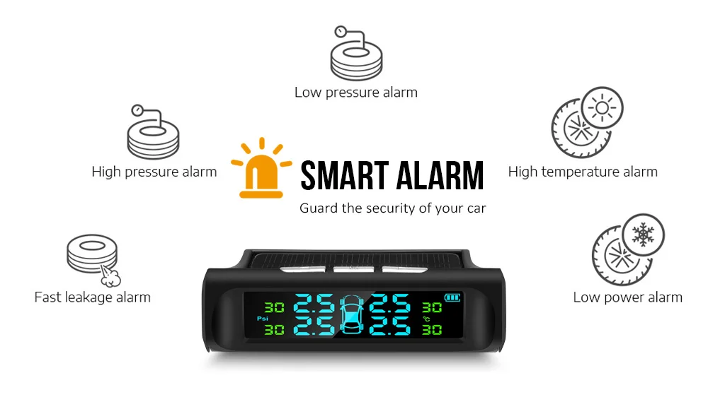 C240 TPMS Solar Power Car Tyre Pressure Monitoring System With 4 External Sensor | Автомобили и мотоциклы