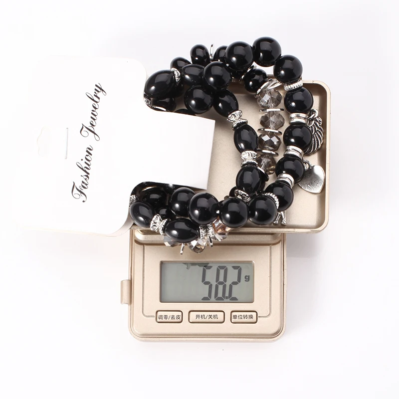 3 шт./компл. изысканный эластичный браслет с разноцветными драгоценными