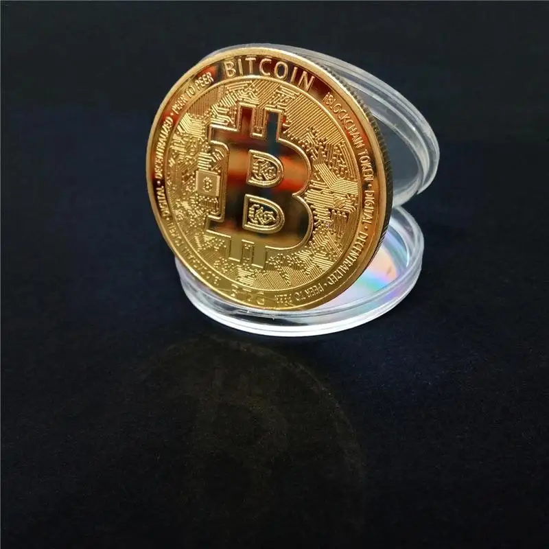 1 шт. Позолоченные физические биткоины Бит монета BTC с чехлом подарок физический