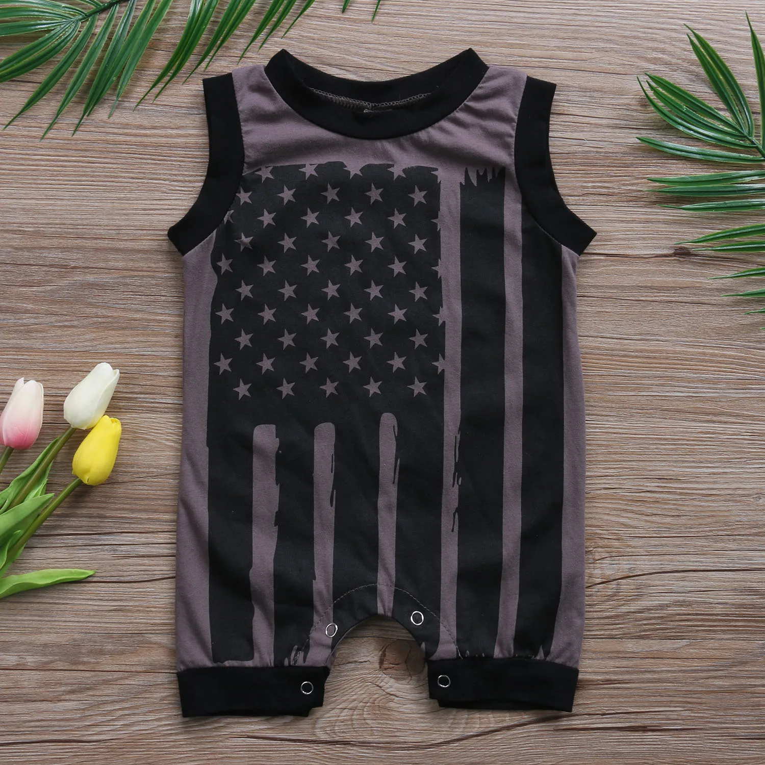 Детский комбинезон без рукавов с принтом|Ромперы| |