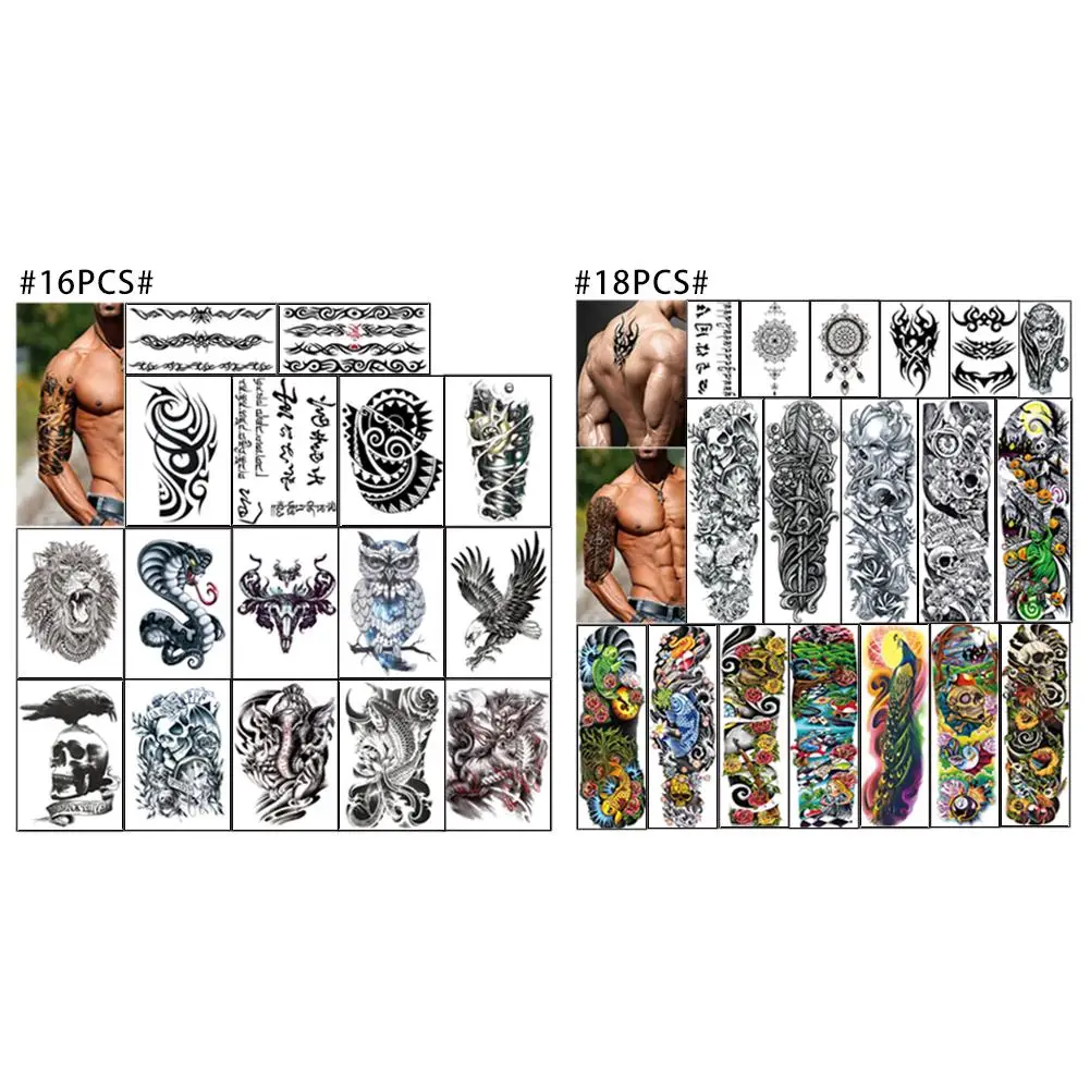 Временная тату для мужчин черная татуировка наклейки на тело плечо груди и