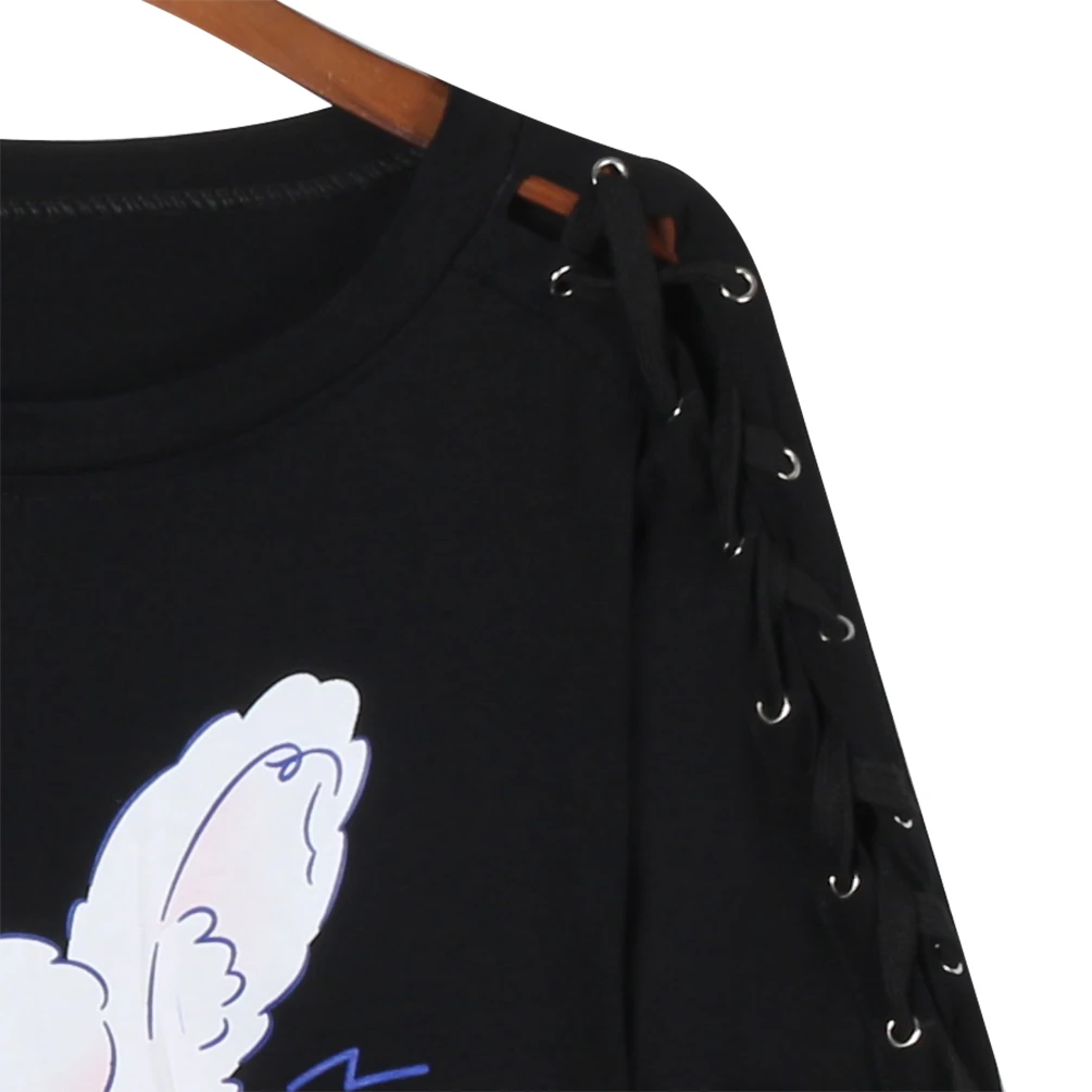 Lychee Girls Cry Rabbit футболки на шнуровке женские с коротким рукавом и круглым вырезом