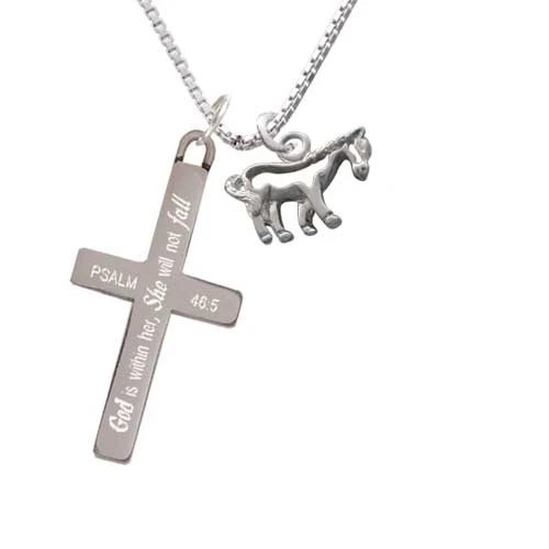 Horse - Outline She will not Fall Cross Necklace | Украшения и аксессуары