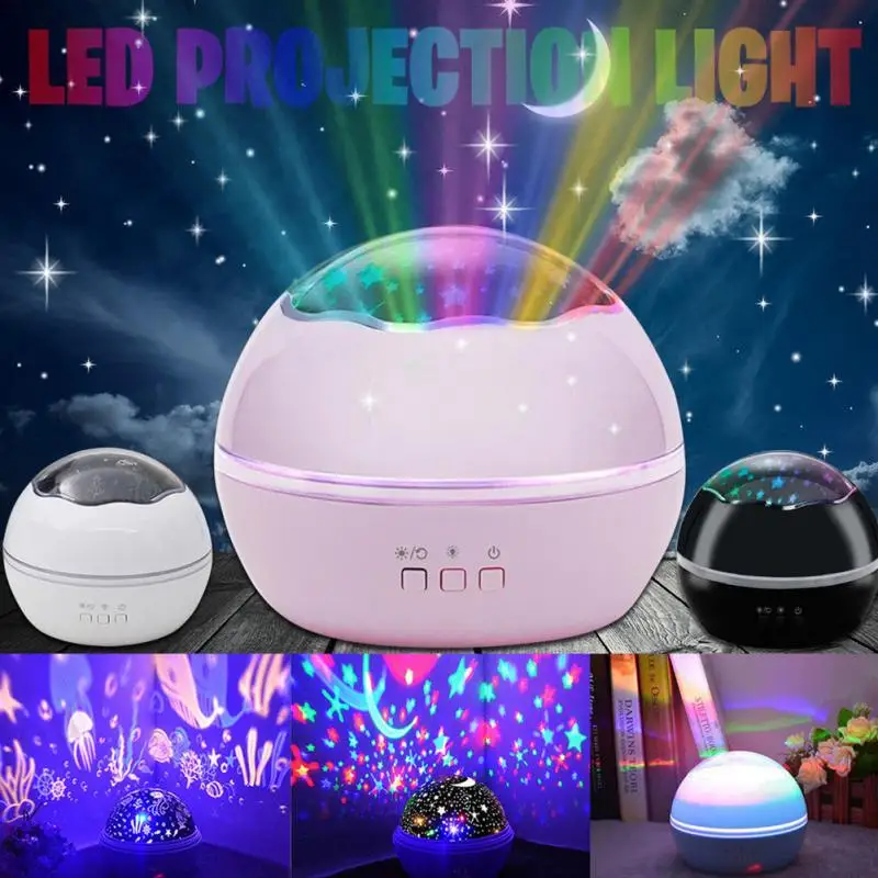Светодио дный светодиодная вращающаяся Звезда Луна небо проектор Ночник детская