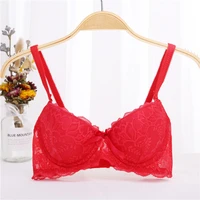 black white red color double cup push up girl bra for women lace sexy brassiere big size breathable lady underwear lace bra