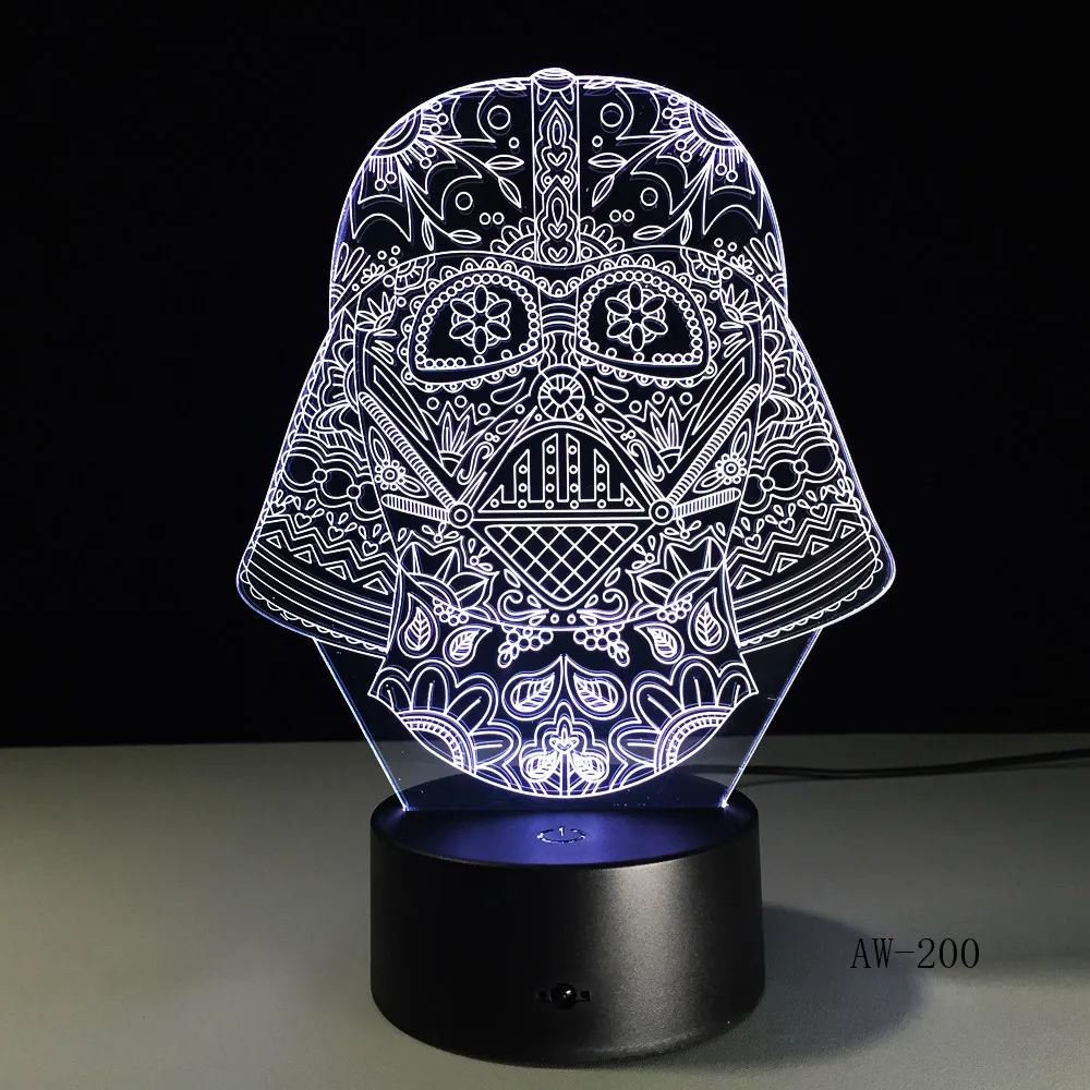 С изображением из Звездных Войн рисунок с Дартом Вейдером 3D Led 7 цветов спальный