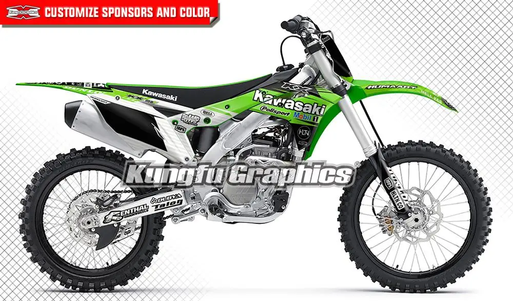 Кунг-фу графика внедорожные наклейки Мотокросс наклейка комплект для Kawasaki KX 250F