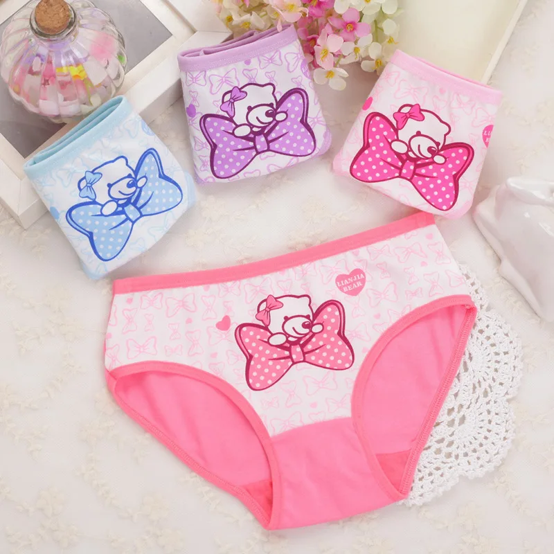 4 шт./лот новый шаблон девушки трусы Чистый хлопок Дети треугольные кальсоны