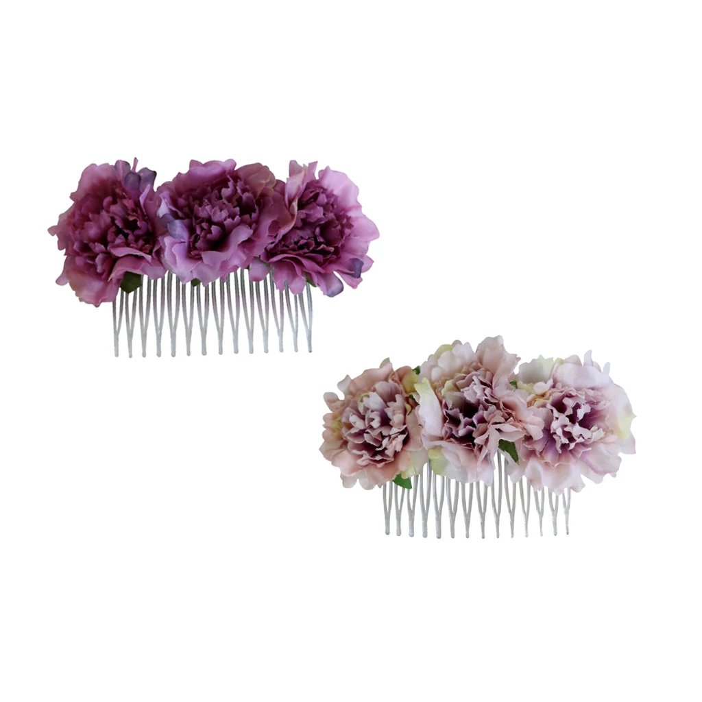 2pcs/Set Vintage Carnation Flower Comb Clip Stylish Hair Pins Headwear Wedding Bridal Accessories | Украшения и аксессуары