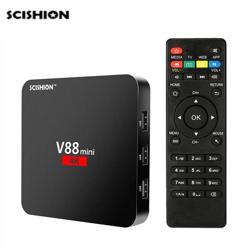 SCISHION V88 mini Smart Android 6 0 ТВ коробка 4 ядра RK3229 1 GB 8 K Set top Box H.265 32 бита Media Player |