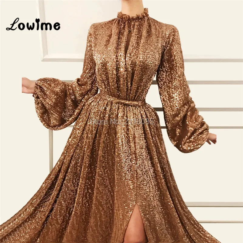

Arabic Evening Dresses 2019 Abendkleider Split Side Long Sleeves Prom Dresses Turkish Saudi Arabia Formal Gowns Party Dress