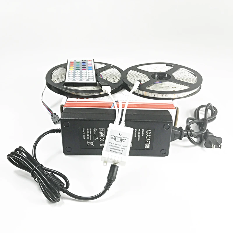 Набор светодиодных лент 10 метров IP20/IP65 водонепроницаемый SMD5050 60LED/M RGB DC12V 10A с 24/44key