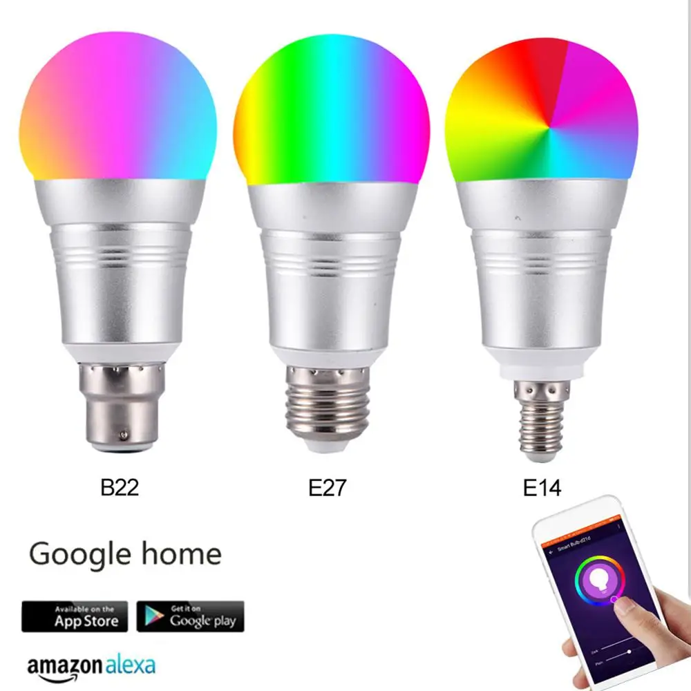 Умная Светодиодная лампа с голосовым управлением Wifi RGB регулируемой яркостью 85 265