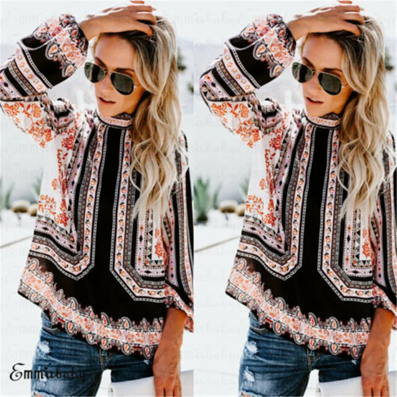 Новинка лета 2019 Женские повседневные топы блузка модные женские винтажные Топы с