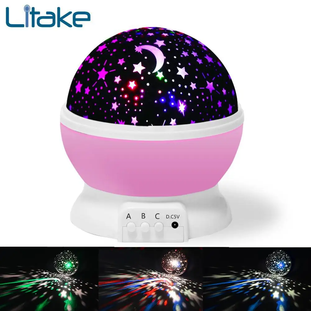 USB LED звезды Звездное небо Ночник проектор луна лампа на батарейках звездное