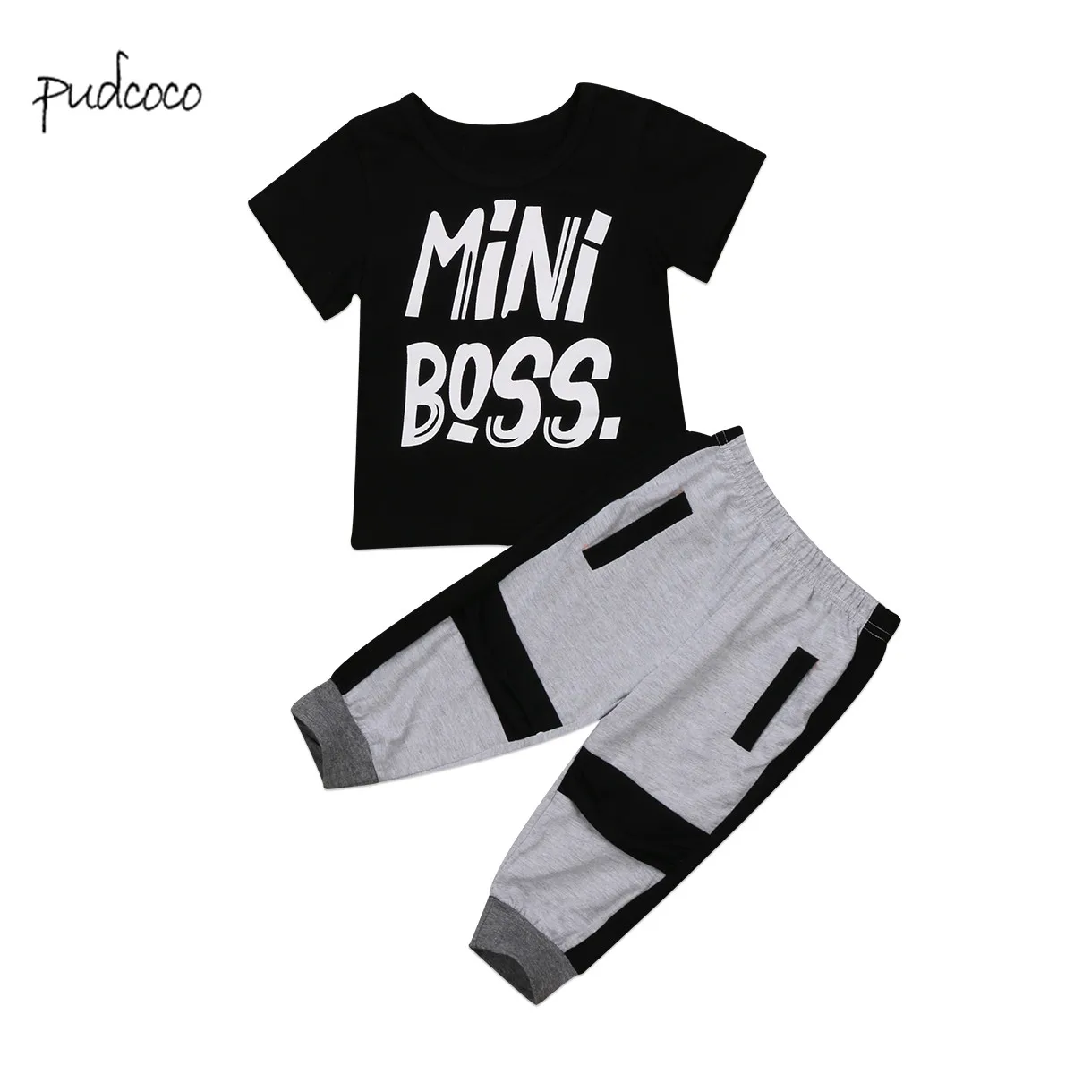Pudcoco New Brand Fashion Kids Baby Boys Letter T-shirt Harem Pants Outfits Set Casual Clothes 1-6Y |