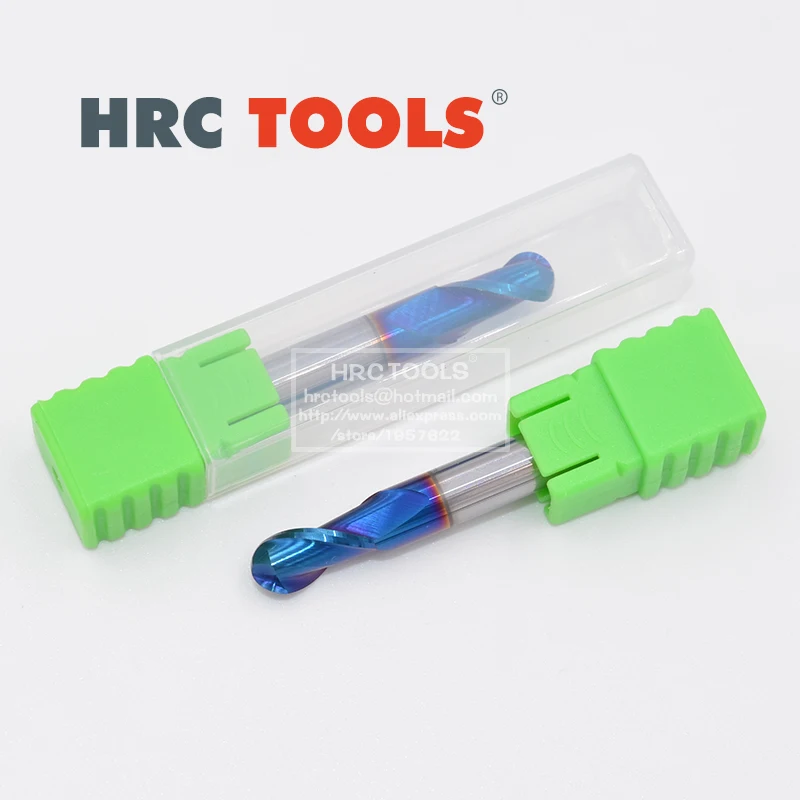 

M8-R2x8Hx4Dx75L 2 Flutes Tungsten Carbide Ball Nose End Mill HRC65 NACO Coated Milling Cut