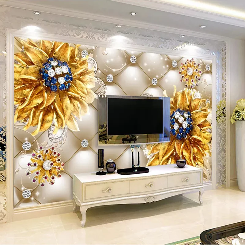 Пользовательские Настенные обои 3D Европейский стиль мягкий пакет бриллиантовые