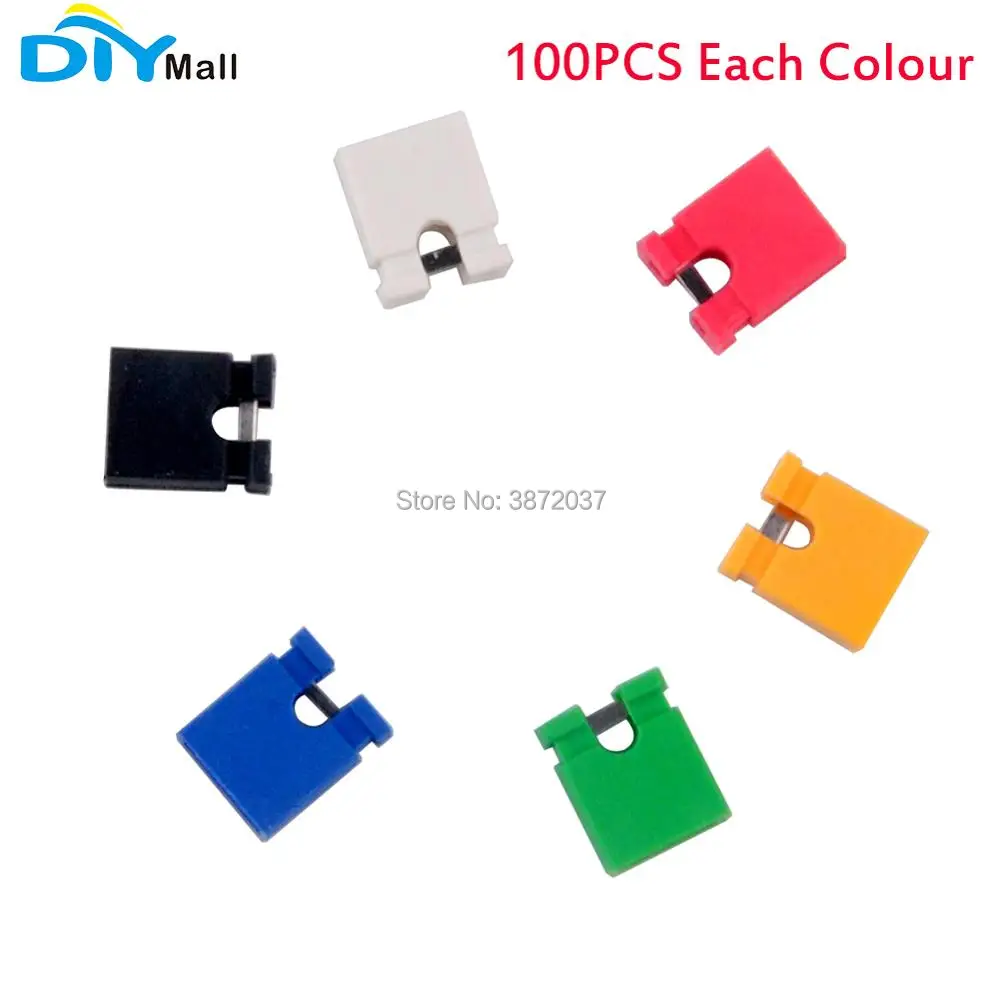 

600PCS DIYmall 2.54mm Pitch Cap Jumper Short-Connect Mini Micro Header Circuit Shunts 6 Colors 100pcs Each C