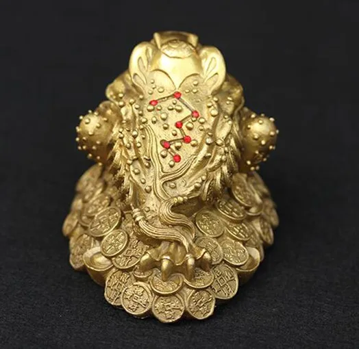 

China collection Seiko engraving brass the wealth Golden toad statue