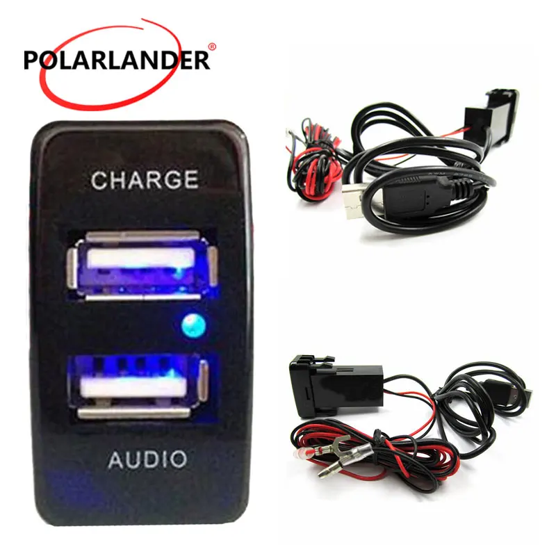 

Socket Dashboard Cell Phone For Mazda 2.1A Dual USB Car Charger Audio putout MP3 Player ABS