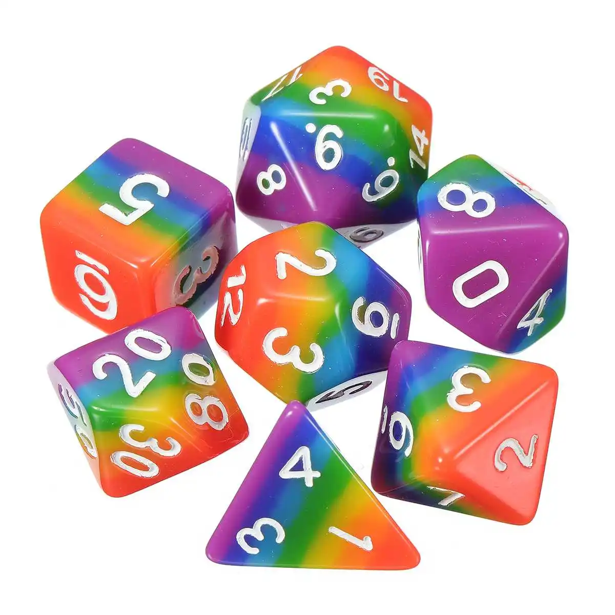 7 шт d & набор D4 D6 D8 D10 % D12 D20 радужные многогранные кости Rpg кубик для настольной игры