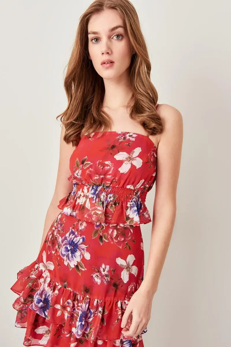 Короткий топ с красным рисунком блузка TWOSS19XO0080|Блузки| |