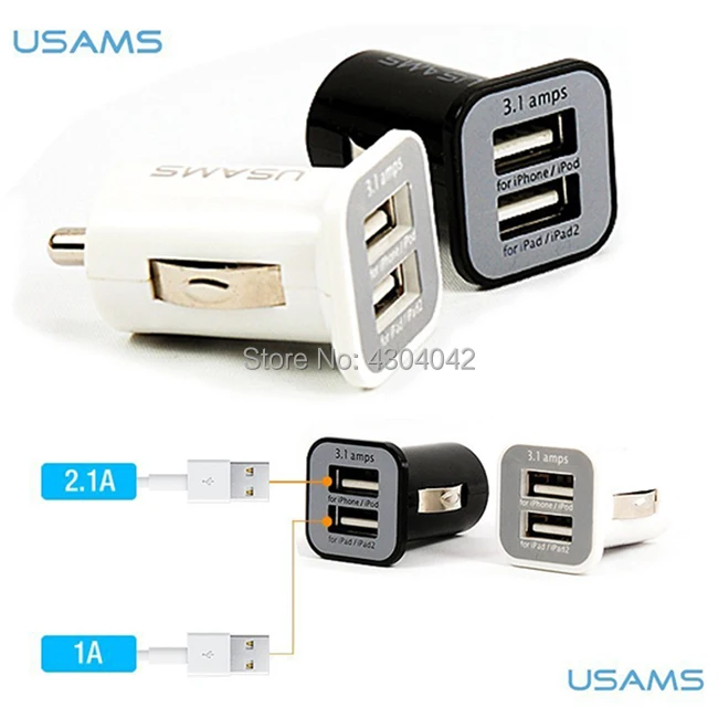 USAMS Micro 3.1A двойной USB Автомобильное зарядное устройство адаптер для всех