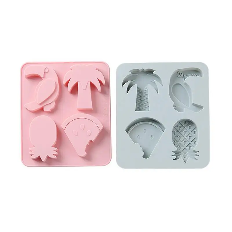 Силиконовая форма для торта 4 ячейки тропический стиль кокосовое дерево ананас