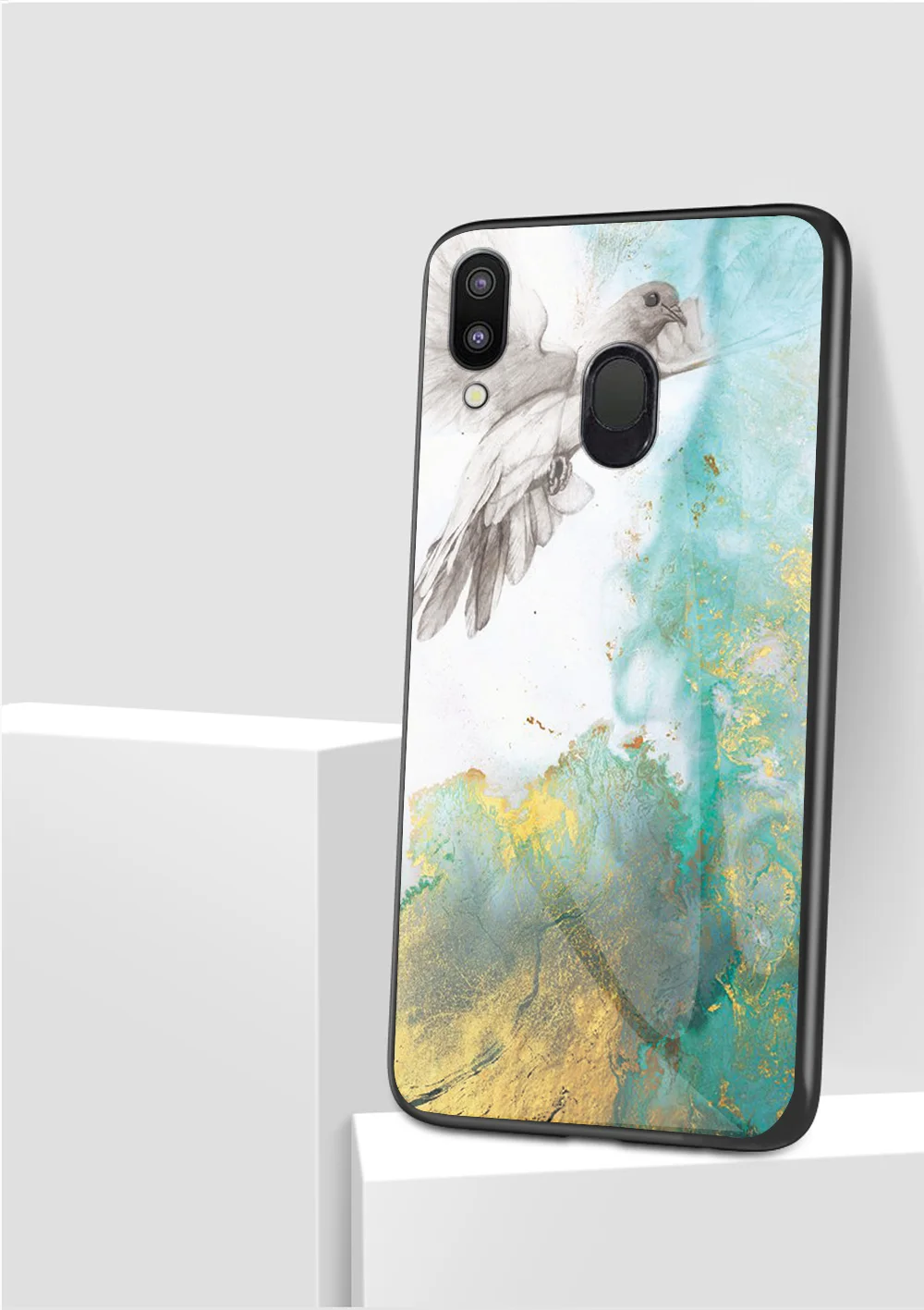 100 шт./лот чехлы из закаленного стекла с мраморным узором для Samsung Galaxy M10 M20 A30 A9 2018 A7