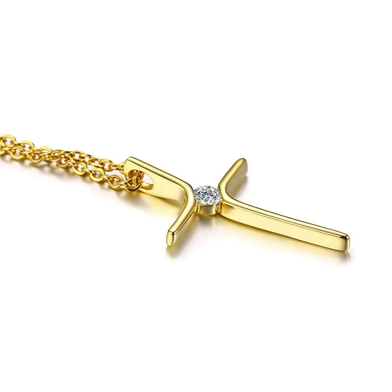 Vnox темперамент крест подвески для женщин ожерелье Золото Тон Нержавеющей Стали