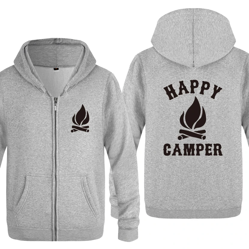Кемпинг Happy Camper забавные креативные толстовки Для мужчин 2018 с застежкой молнией