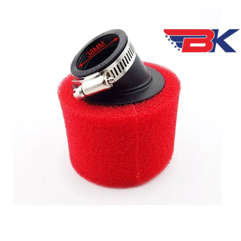 

Red 38mm Bent Angled Foam Air Filter Pod 125cc PIT Quad Dirt Bike ATV Buggy