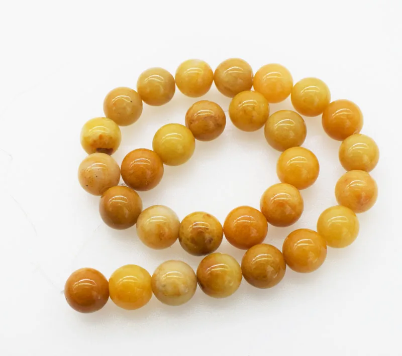 

loose beads yellow topaz jade 14mm round 15inch nature stone FPPJ wholesale for making jewelry