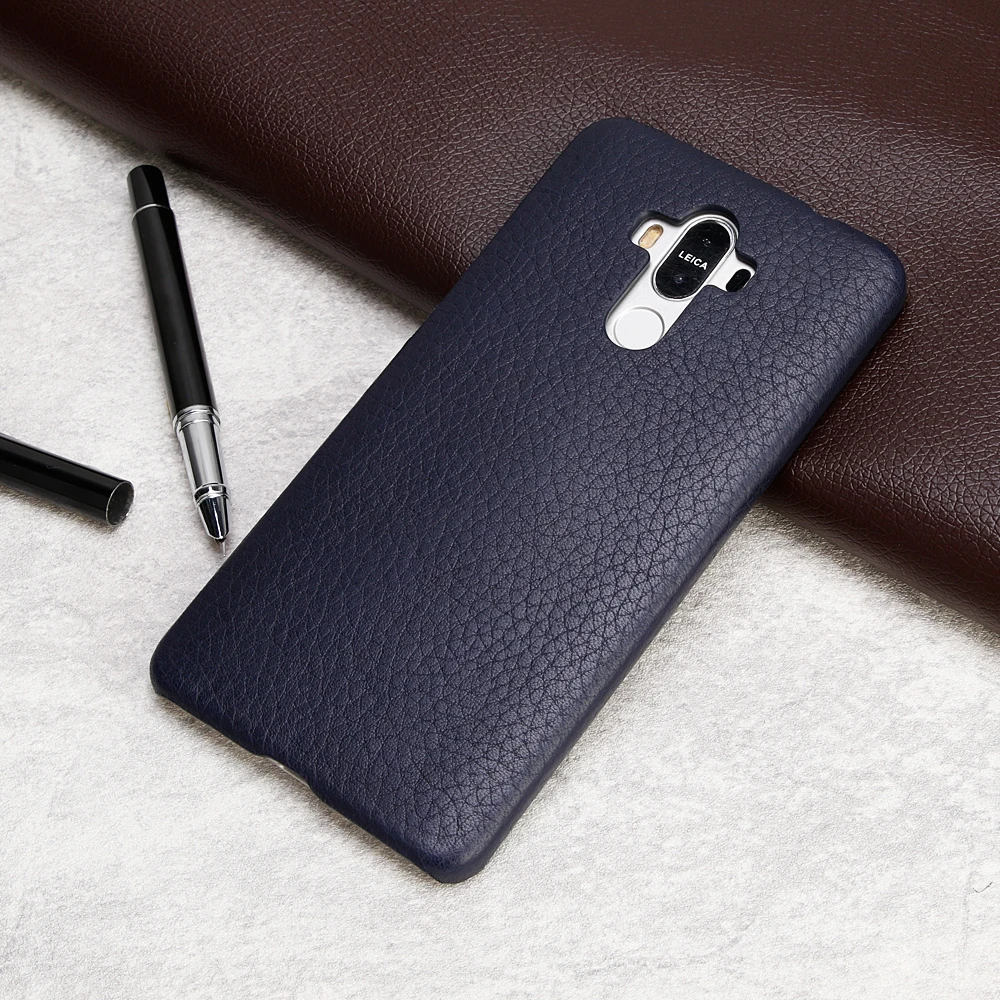 Hunreone Litchi Stripe Hight Quality Luxury Genuine Leather Case Cover For Huawei Mate 10 Pro 9 | Мобильные телефоны и