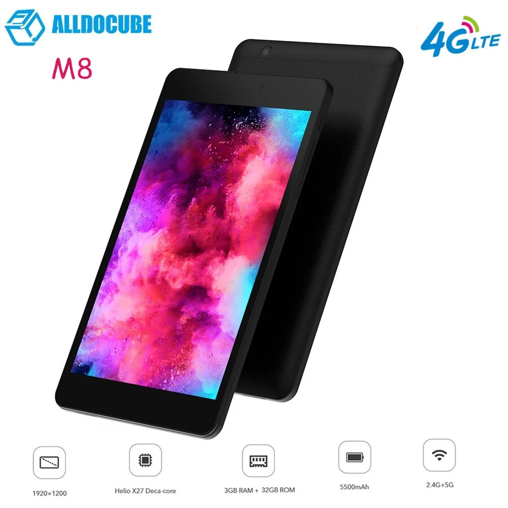 ALLDOCUBE M8 4G Phablet 8 0 дюймов Android 1920*1200 MTK X27 Deca Core 3 Гб ram 32 ГБ rom планшетный ПК 5 МП задний