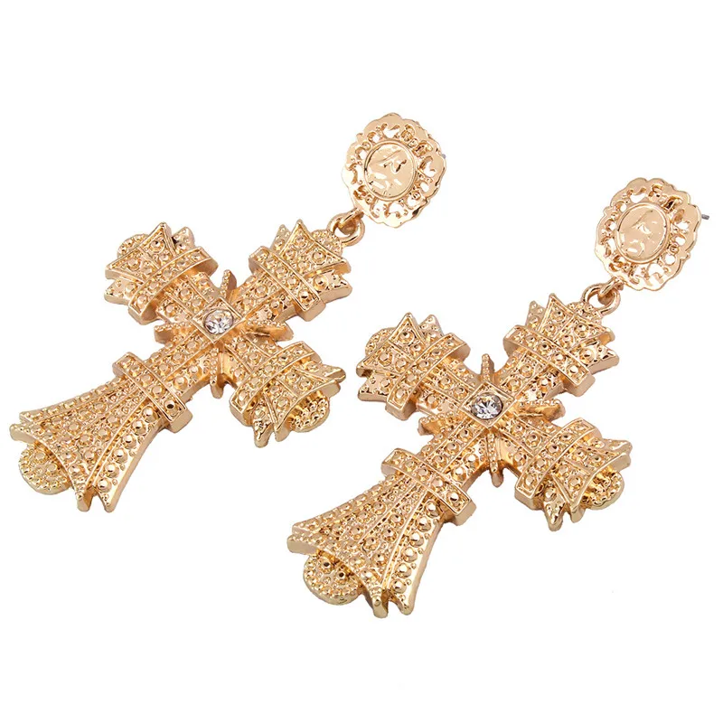 Модная подвеска с большим крестом серьги богемным цветком в этническом стиле