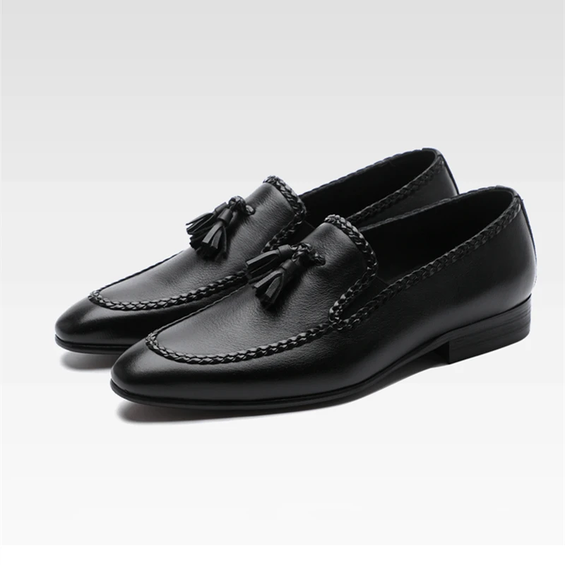 2020 NEW Spring Woven Loafers Men Real Leather Tassel Casual Shoes High End British Leisure Oxfords Trendy Plus Size 45 | Обувь