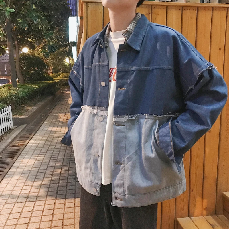 2019 весна и осень новая джинсовая куртка пальто порт ветер Ins Harajuku Повседневная