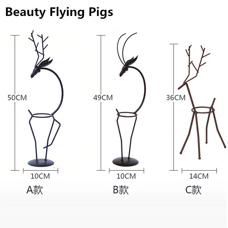 

New Reindeer Iron Glass Vase Flower Pot Diy Hydroponic Plant Flower Living Room Christmas Decoration Racks Transparent Plug Vase