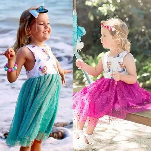 2019 Toddler Beach Dress Kids Baby Girls Mermaid Sequins Party Pagenat Princess Gown Tutu Summer Children Sundress | Детская одежда и