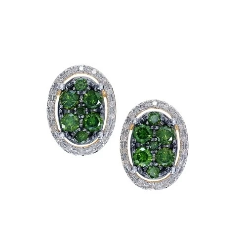 3/4 ct. Зеленые и белые серьги с бриллиантами | Украшения аксессуары
