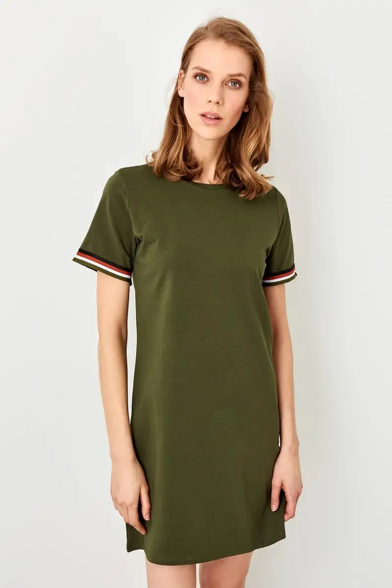 Trendyol Haki трикотажное платье с лентами TWOSS19FV0107|Женские платья| |